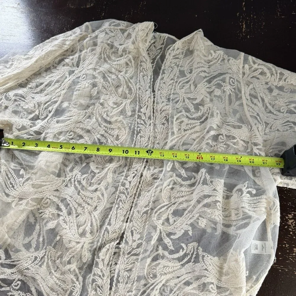 Sundance Cardigan Jacket Size L Large Sheer Lace Embroidered Floral 100% Nylon - Picture 4 of 6